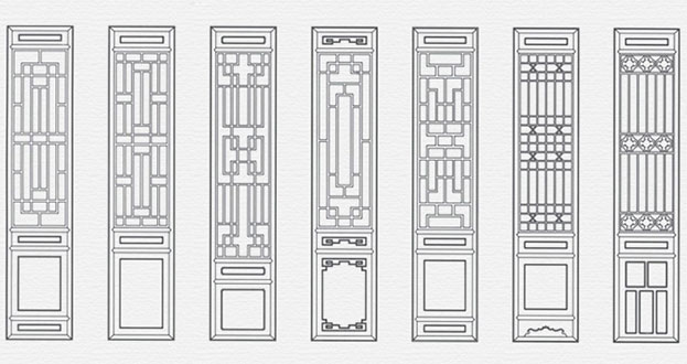 巨野常用中式仿古花窗图案隔断设计图